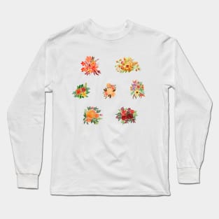 Watercolor flowers red set Long Sleeve T-Shirt